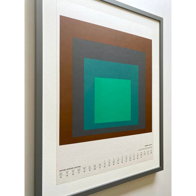 Josef Albers Vintage 1973 Mid Century Modern " Homage to the Square No. Sp-1 " Framed Minimalist Serigraph Calendar Print For Sale In Kansas City - Image 6 of 13
