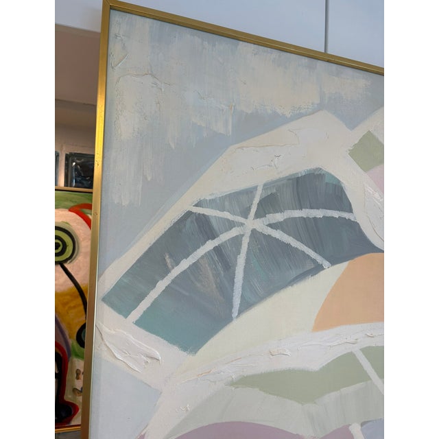 Late 20th Century Oversized Lee Reynolds Abstract Beach Umbrellas Oil Painting on Canvas With Impasto For Sale - Image 5 of 15
