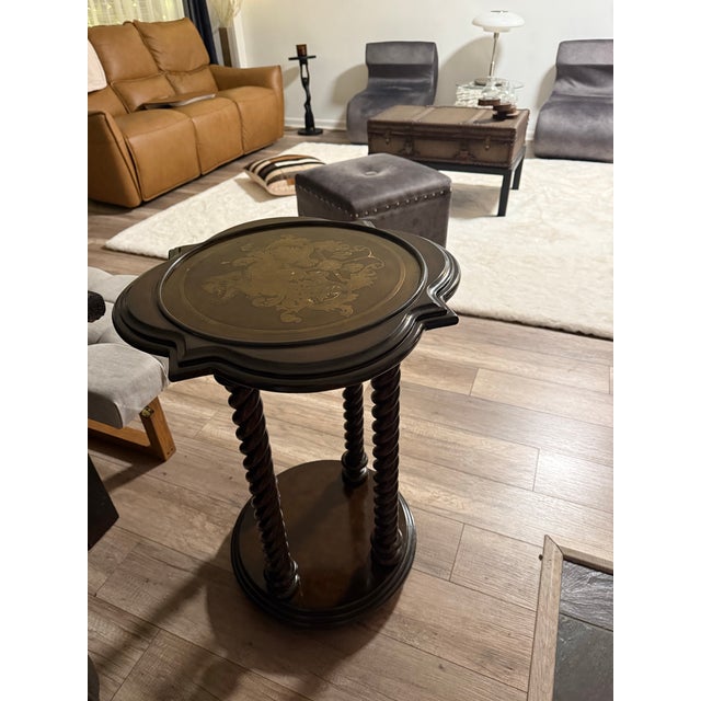 Antique Solid Wood Pedestal Table – Heraldic Crest For Sale In Baltimore - Image 6 of 6