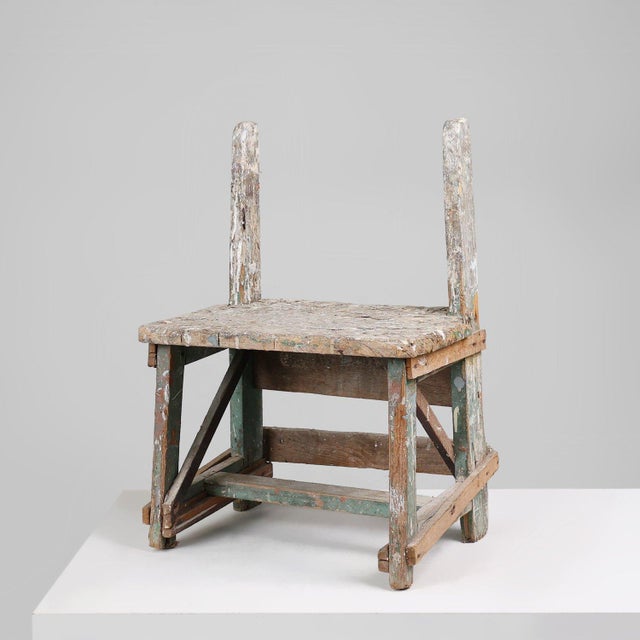 Industrial Rustic Stool with Patina, France, 1900s For Sale - Image 13 of 13
