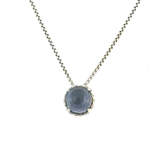 Metal 1990s David Yurman Amethyst Pendant Necklace 17" Sterling Silver Estate Dy686 For Sale - Image 7 of 7