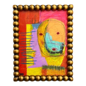 Colorful Modern Outsider Art Painting on Wood by Bob Hoke