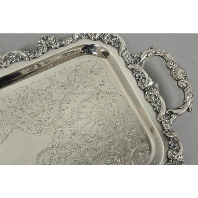 Vintage Old English Poole Silver Plated Footed Narrow Serving Platter Bar Tray For Sale - Image 9 of 17