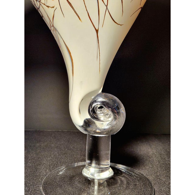 Late 20th Century 1990s Józefina Art Glass Atelier Abstract Veined Pedestal Vase For Sale - Image 5 of 6