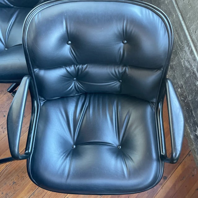 Charles Pollock Executive Chair (1963) Black Leather Set of 8 For Sale - Image 10 of 12