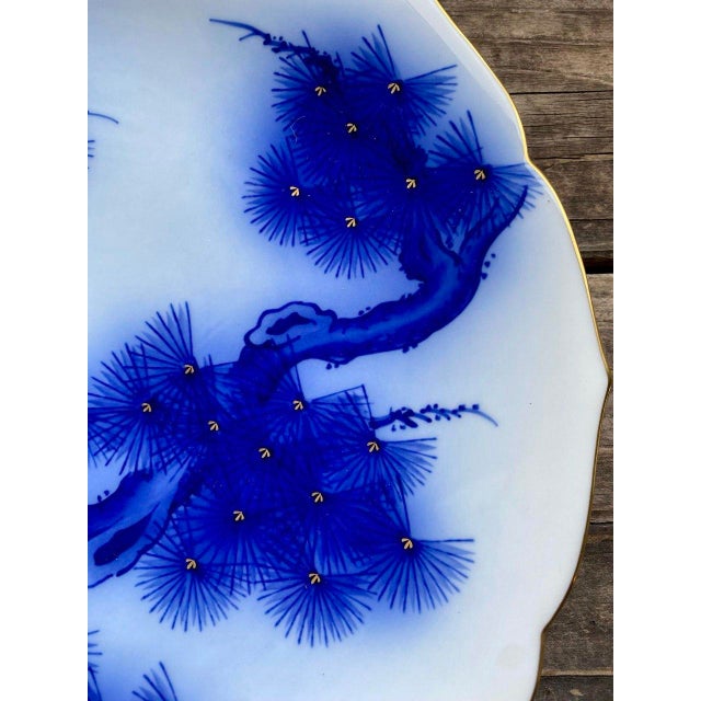 Mid 20th Century Koransha Japanese Cobalt Blue Pine Tree Porcelain Charger For Sale In San Francisco - Image 6 of 10