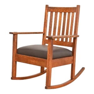 Stickley Brothers Antique Mission Oak Arts & Crafts Rocking Chair, Circa 1900
