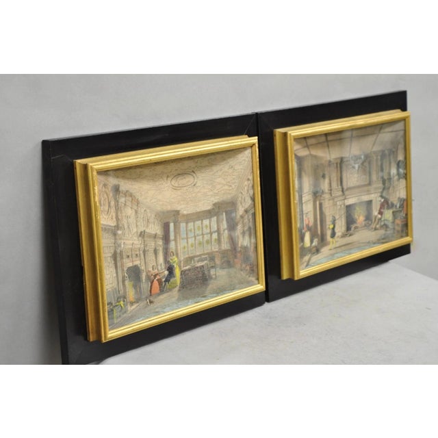Antique Colored Lithograph 3d Frame Hall of Levens & Trophy Room Joseph Nash - Set of 2 For Sale - Image 18 of 18