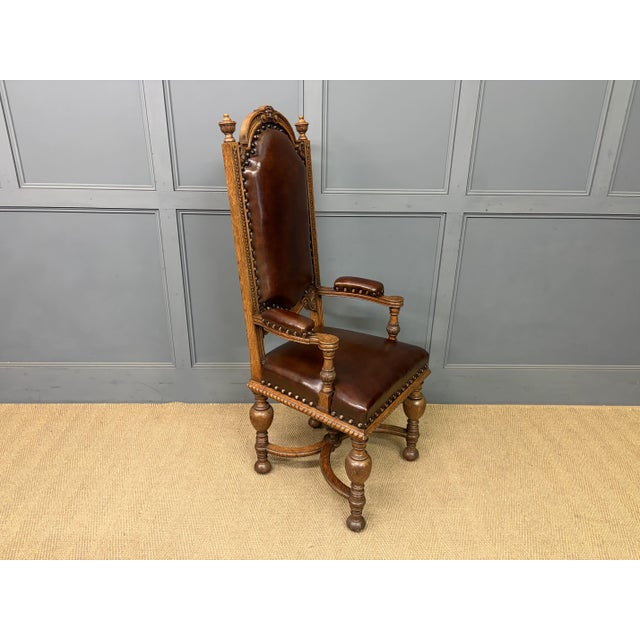 Carved Oak High Back Chairs, 1900, Set of 8 For Sale - Image 11 of 18