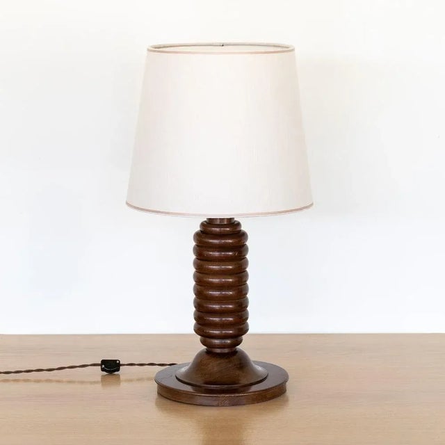 1940s Large French Ribbed Wood Table Lamp Chairish