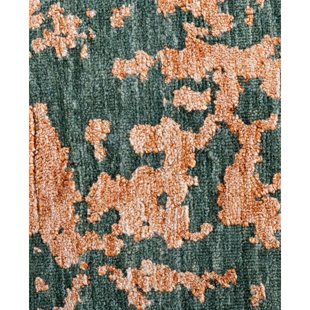 Traditional Ikat, One-of-a-Kind Hand-Knotted Area Rug - Green, 9' 2" x 12' 4" For Sale - Image 3 of 8