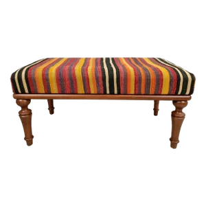 Striped Kilim Upholstered Bench