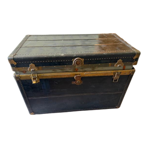 Antique Leather Steamer Trunk. +