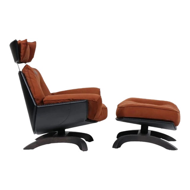 Vintage Chair & Ottoman Made in Italy by Giorgio Saporiti For Sale