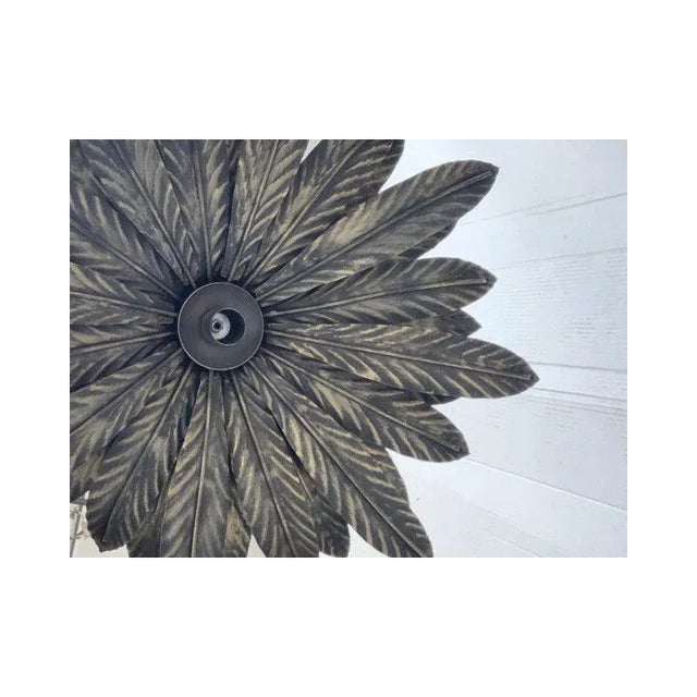 Florentine Wrought Iron Brunito and Gold Leaves Pendant by Simoeng For Sale - Image 4 of 7