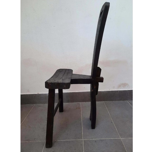 Brutalist Wood Milking Chair, 1980s For Sale - Image 3 of 15