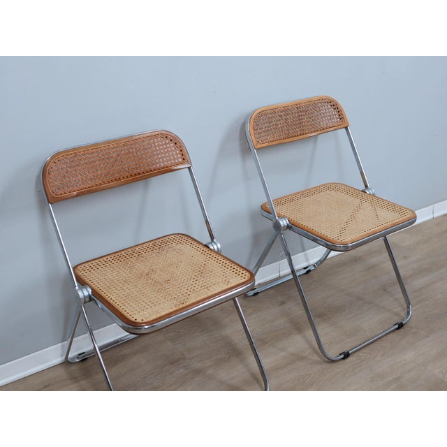 Metal Wood & Vienna Straw Plia Chairs from Castelli, 1970s, Set of 4 For Sale - Image 7 of 14
