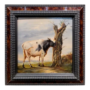 Portrait of a Bull in a Dutch Farm Landscape-18th Century Oil Painting