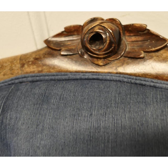 French Walnut Button Back Salon Chairs, Set of 2 For Sale - Image 5 of 9