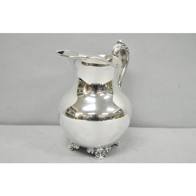 Victorian Vintage Poole Victorian Silver Plated Bulbous Footed Water Pitcher W/ Ice Lip For Sale - Image 3 of 14