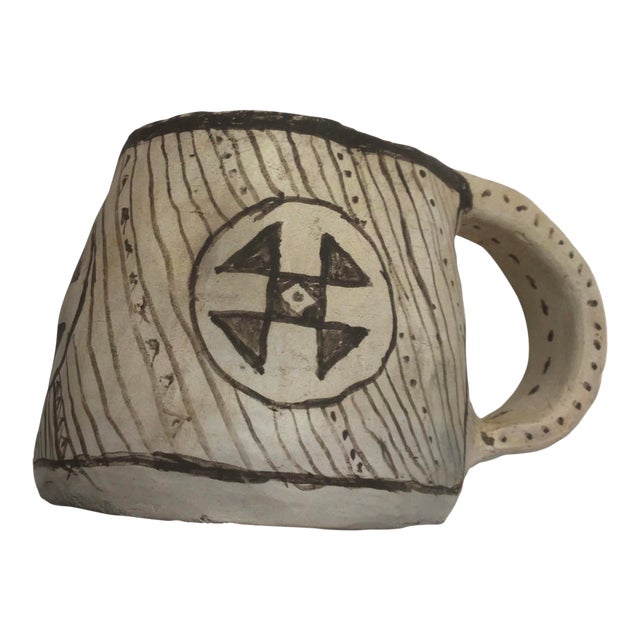 Vintage Handmade Native Style Ceramic Mug For Sale