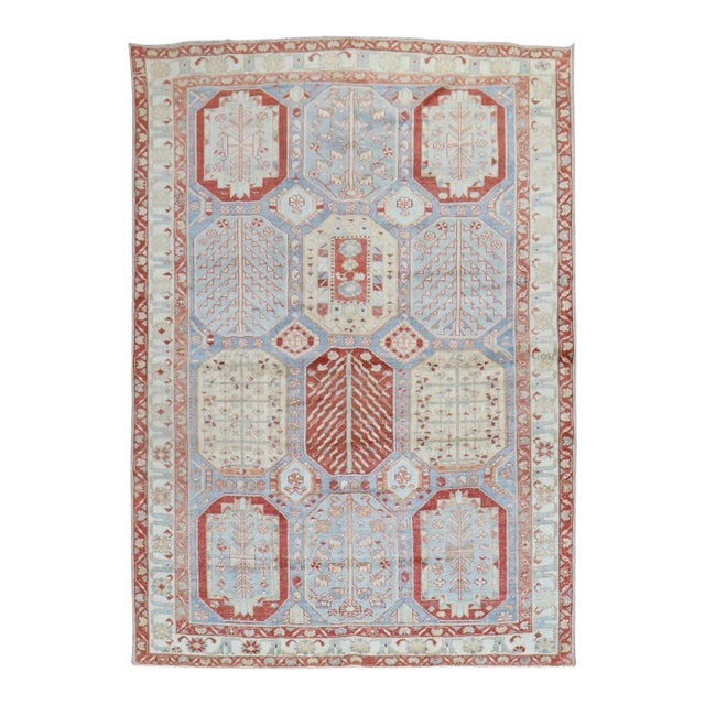 Early 20th Century Sky Blue Persian Bakhtiari Rug - 4'11" x 6'8" For Sale
