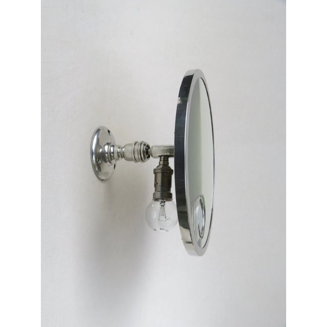 1930s French Art Deco Nickel Le Mirophar Wall Mirrors with Magnifying Element & Light from Brot, Set of 2 For Sale - Image 5 of 18