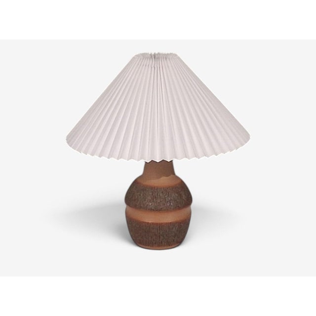 Mid-Century Modern 1960s Einar Johansen, Large Table Lamp, Brown Stoneware For Sale - Image 3 of 11