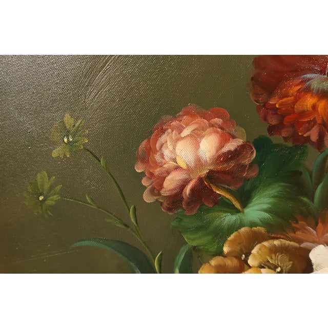 Oil Painting Botanical Still Life in Carved Wood Gold Leaf Frame Signed Heather For Sale - Image 10 of 18