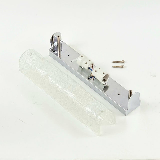 Metal 1970s Mid-Century Modern Tubular Murano Glass Wall Lights/Sconces From Hillebrand - a Pair For Sale - Image 7 of 11