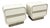 Postmodern Cream Gloss Laminate Waterfall Nightstands With Gold Accents - A Pair For Sale