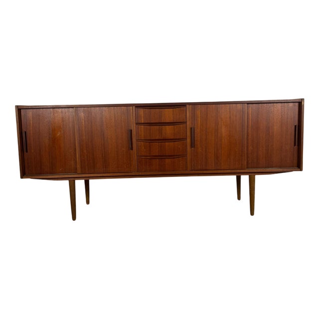 Teak Sideboard with Sliding Doors and Drawers, 1960s For Sale