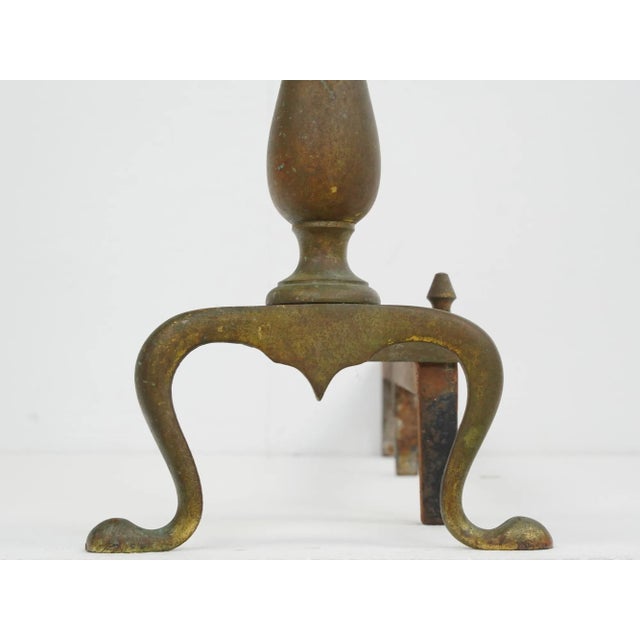 Pair of Vintage Federal Brass Andirons For Sale - Image 4 of 12