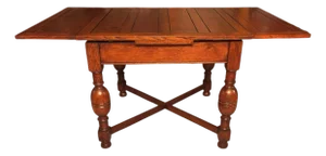 1930s Solid Oak Six Panel Draw Leaf Table