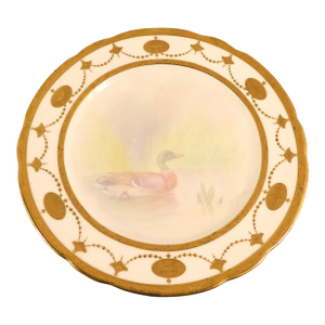 Late 18th Century Minton Gold Encrusted Serving Plate With Painted Duck