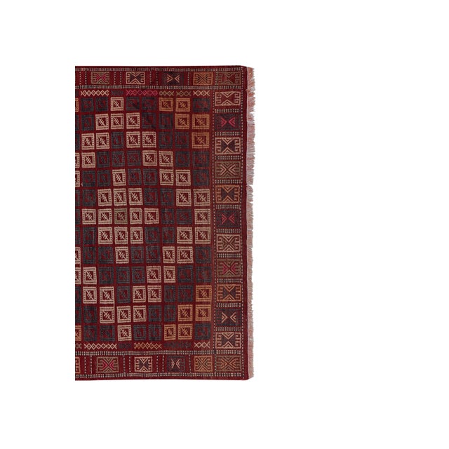 Mid-Century Modern Mid-Century Jajim Kilim Rug With Tribal Borders 4'9'' X 6'9'' For Sale - Image 3 of 10
