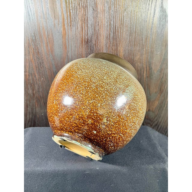 Brown Vintage MCM Ceramic Art Vase With Speckled Glaze For Sale - Image 8 of 10