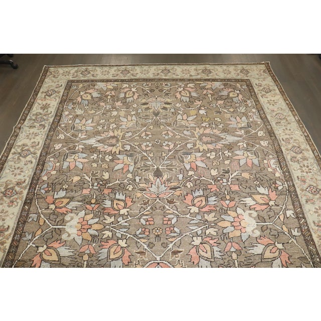 Antique Zabihi Collection Brown Persian Heriz Carpet - 8'8" x 11'1" For Sale - Image 9 of 10