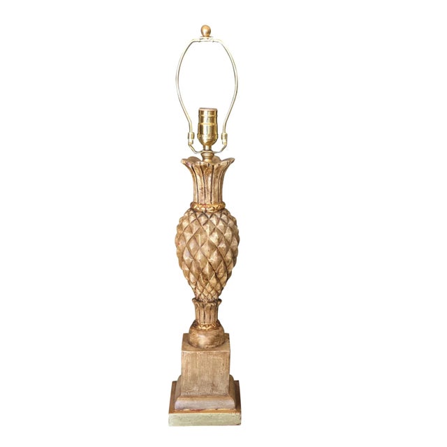 Regency Style Thomas Morgan Carved Pineapple Form Designer Table Lamp For Sale - Image 4 of 4