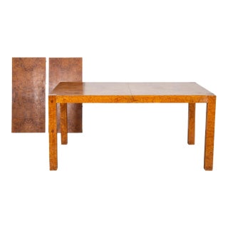 Mid-Century Burl Wood Parsons Dining Table in the Style of Milo Baughman For Sale