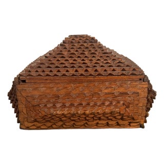 Tramp Folk Art Chip Carved Box For Sale