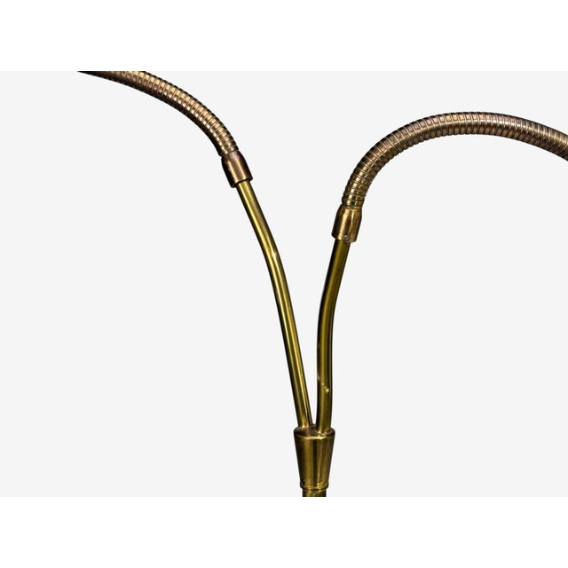 Brown Swedish Modern, Adjustable Floor Lamp, Wood, Brass, Sweden, 1960s For Sale - Image 8 of 13
