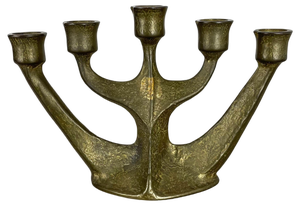 Brutalist Sculptural Brass Candleholder, Germany, 1970s