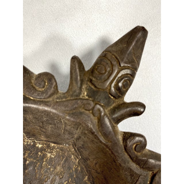 Brown Large South East Asian Ceremonial Hand Carved Wood Bowls / Dishes, a Pair (Dayak - Borneo) For Sale - Image 8 of 12