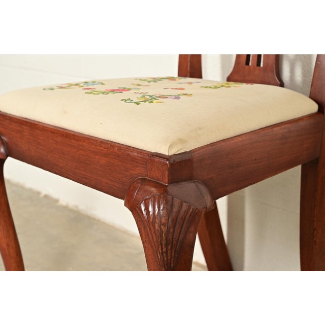 Baker Furniture Style Georgian Carved Mahogany Side Chairs or Dining Chairs, Pair For Sale - Image 9 of 13