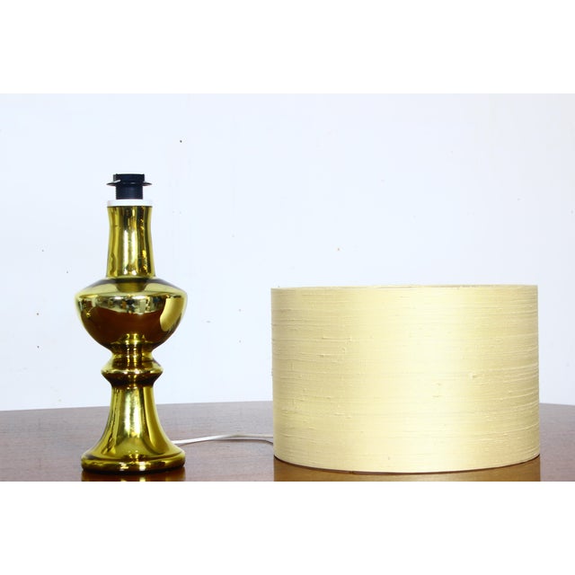Vintage Swedish Gold Table Lamps with Silk Shades from Luxus, 1970s, Set of 2 For Sale - Image 6 of 14