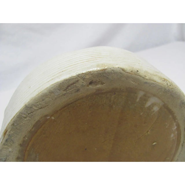 Ceramic Vintage Zanesville Pottery White Ribbed Bowl Homespun Style 7.25" Diameter For Sale - Image 7 of 10