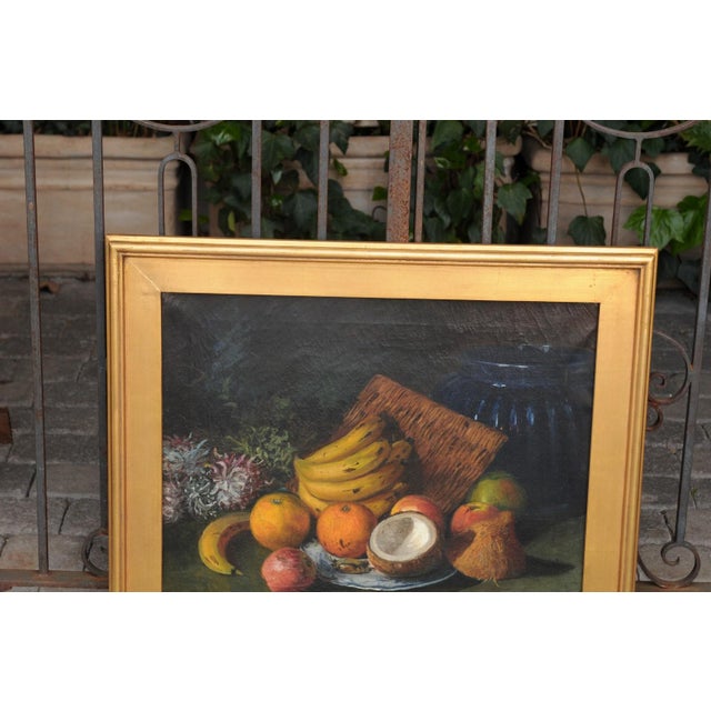 Early 20th Century English Signed Elinor Jones 1908 Oil on Canvas Still-Life Painting in Gilt Frame For Sale - Image 5 of 10