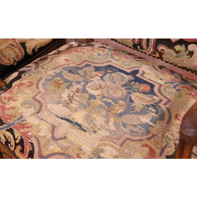 Late 19th Century Pair of 19th Century French Louis XV Armchairs With Needlepoint Upholstery For Sale - Image 5 of 12