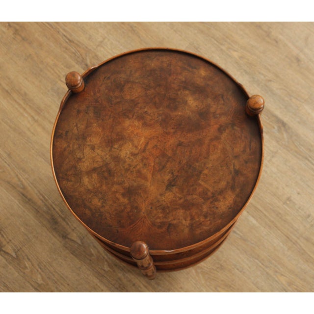 Brown Heritage Vintage Louis XVI Style Burl Walnut Three Tier Etagere For Sale - Image 8 of 14